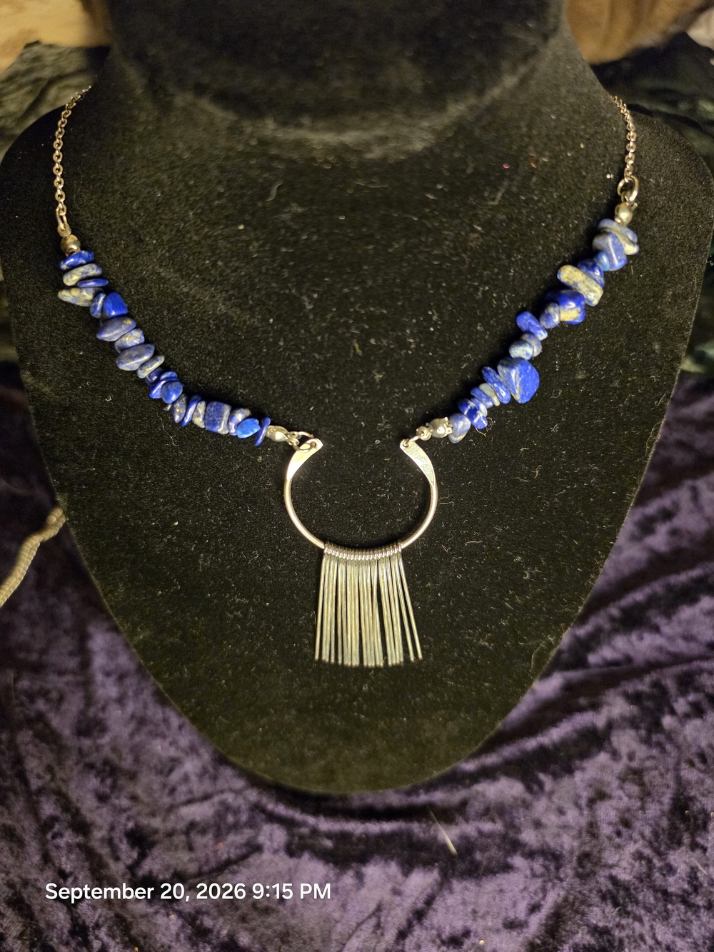 Paparazzi "With Your ART and Soul" Blue Lapis Pebble Crescent Fringe Necklace